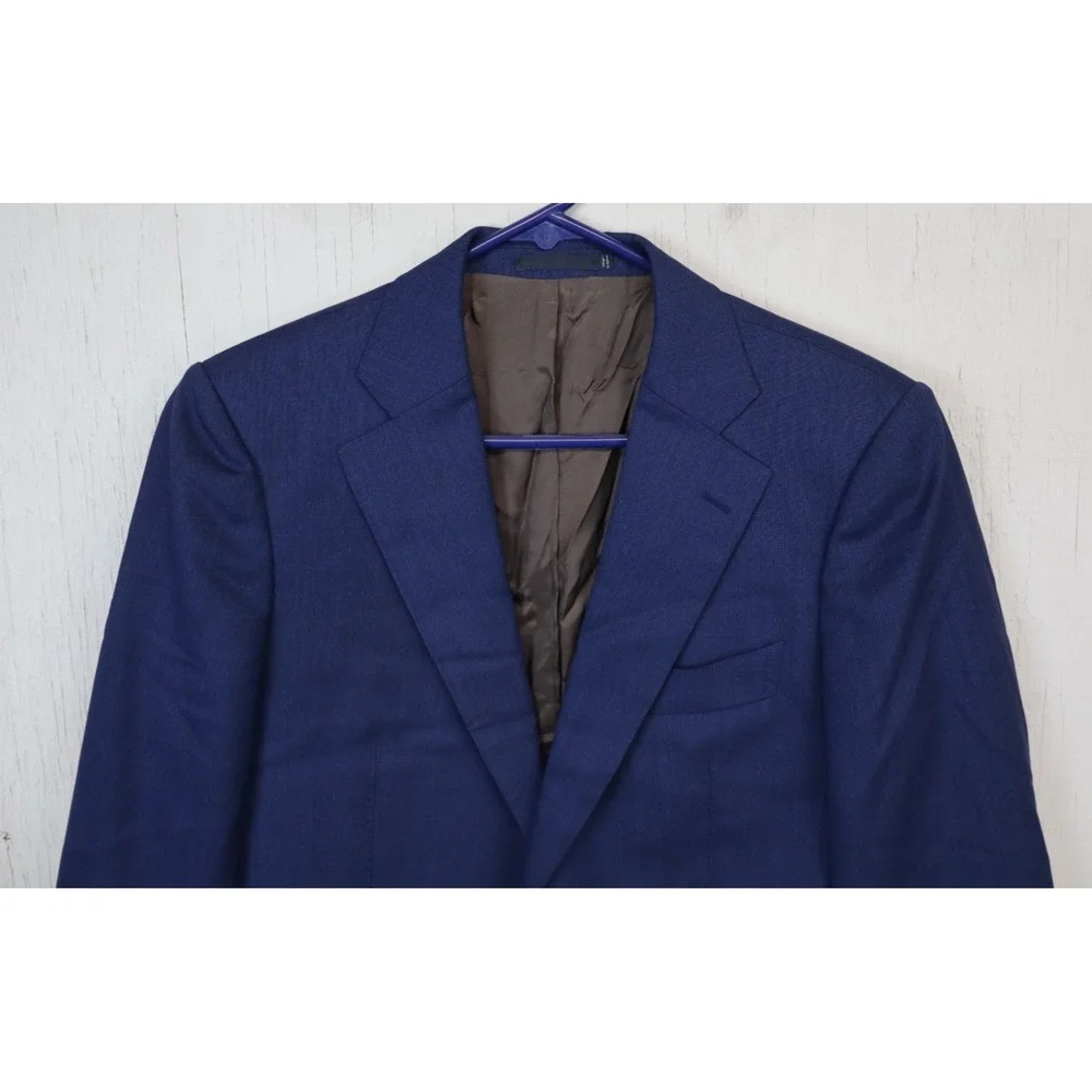 Suit Supply Vitale Barberis Canonico‎ Blue 2 Button Sport Coat Jacket 38R Havana